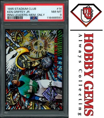 KEN GRIFFEY JR PSA 8 1995 Stadium Club Ring Leaders Members Only #RL14 C1
