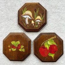Vintage Tole Painted Wall Art Plaques Wood Lo...