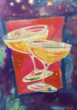 Marcel Schurman- New Year's- Two Champagne Glasses- Holographic Foil