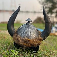Viking Horned Helmet w/Fur Trim- Cosplay Warrior Gear