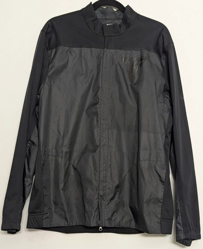 Nike Shield Golf Lightweight Windbreaker Black Men's L Full Zip Athletic FLAW - Picture 1 of 10