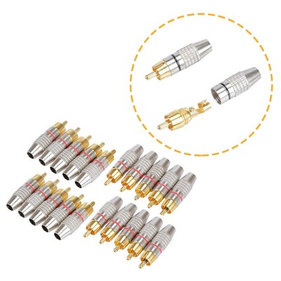 Wixine 20Pcs RCA Male Plug Adapter Solder Audio Video Phono Cable Connector G...