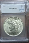 1922 Peace Dollar ICG MS62 Silver Coin Certified Slabbed Graded