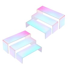Iridescent Risers Display Stands, 6 Pack Durable Acrylic Colorful Rectangle S...