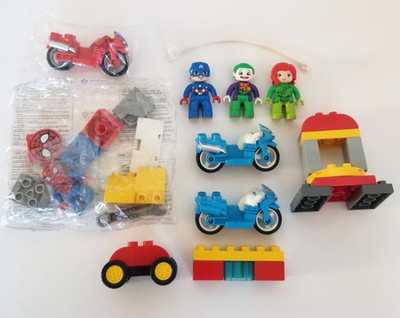 Lot Duplo Lego Action Super Heroes Figures Motorcycles