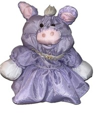 Puffalump 80s Plush Fisher Price Lavender Purple Pig w/ Dress 1987 16  VTG EUC
