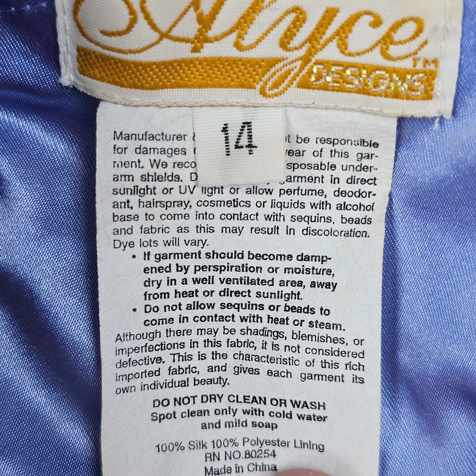 Alyce Designs Gown Womens 14 Purple Beaded Halter Whimsical Prom Dress 90s Silk - Image 2 of 4