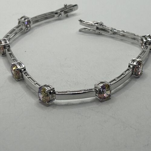 Bella Luce Multicolor stones Rhodium Over Sterling Silver Bracelet Size 7 inches - Picture 1 of 5