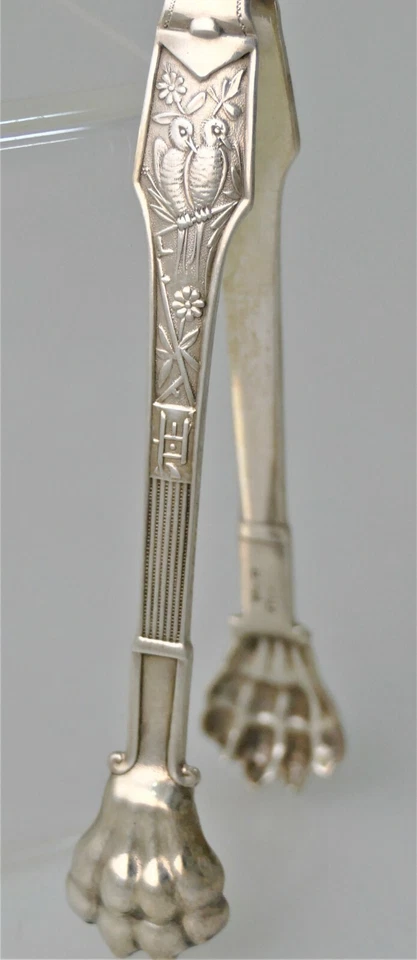 SUPERB Wood & Hughes 1870 Sterling Silver Japanese Pattern Aesthetic Sugar Tongs - Image 3 of 4
