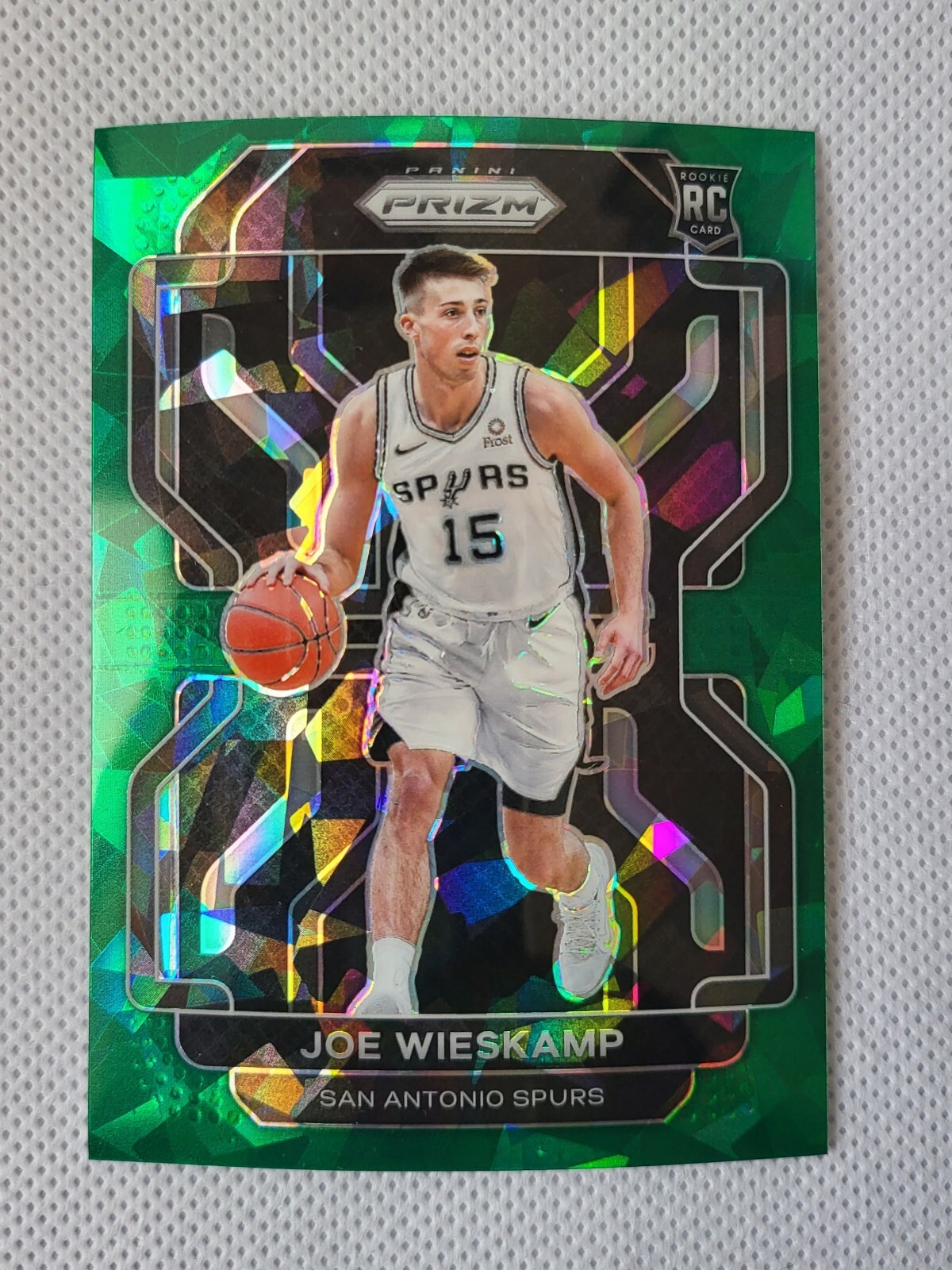 2021-22 Panini Prizm Joe Wieskamp Fanatics Exclusive Green Ice #322 Spurs