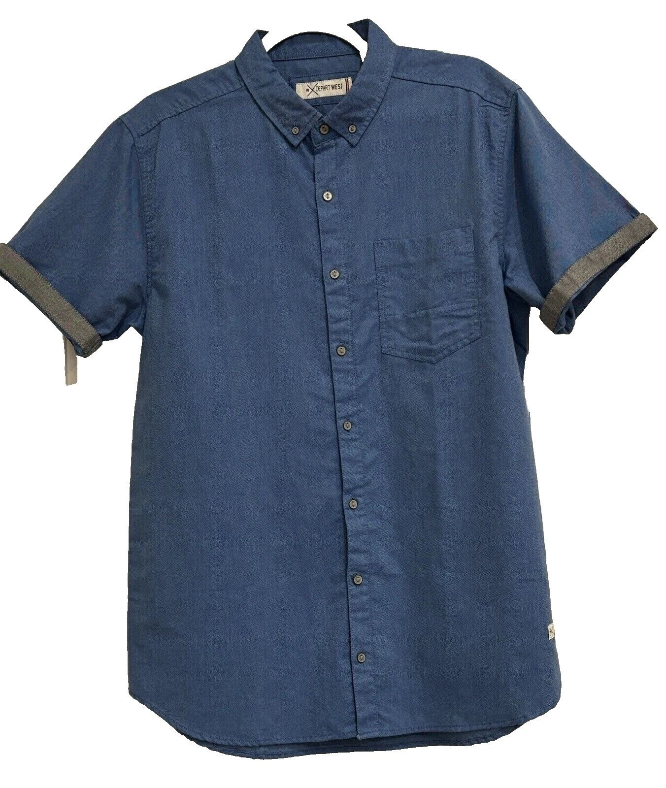 Camisas para hombre informales con hebilla de algodón liso con botones