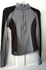 Lululemon Pullover Top Run U-Turn Mini Check Heathered Black White Size 2