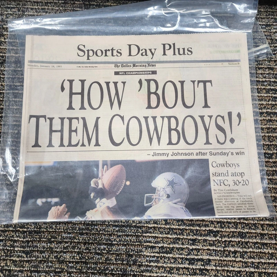 NFL Dallas Cowboys Super Bowl 27 XXVIII 1983 Champs Emmitt Smith Newspaper Lot - Image 4 of 4