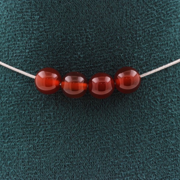 Halskette 4 Perlen Rote Achat 8 Mm. Kette Aus Edelstahl Halskette Frauen, H-image