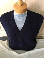 New Pringle Mens Navy Blue L Cotton Cardigan Sweater Vest