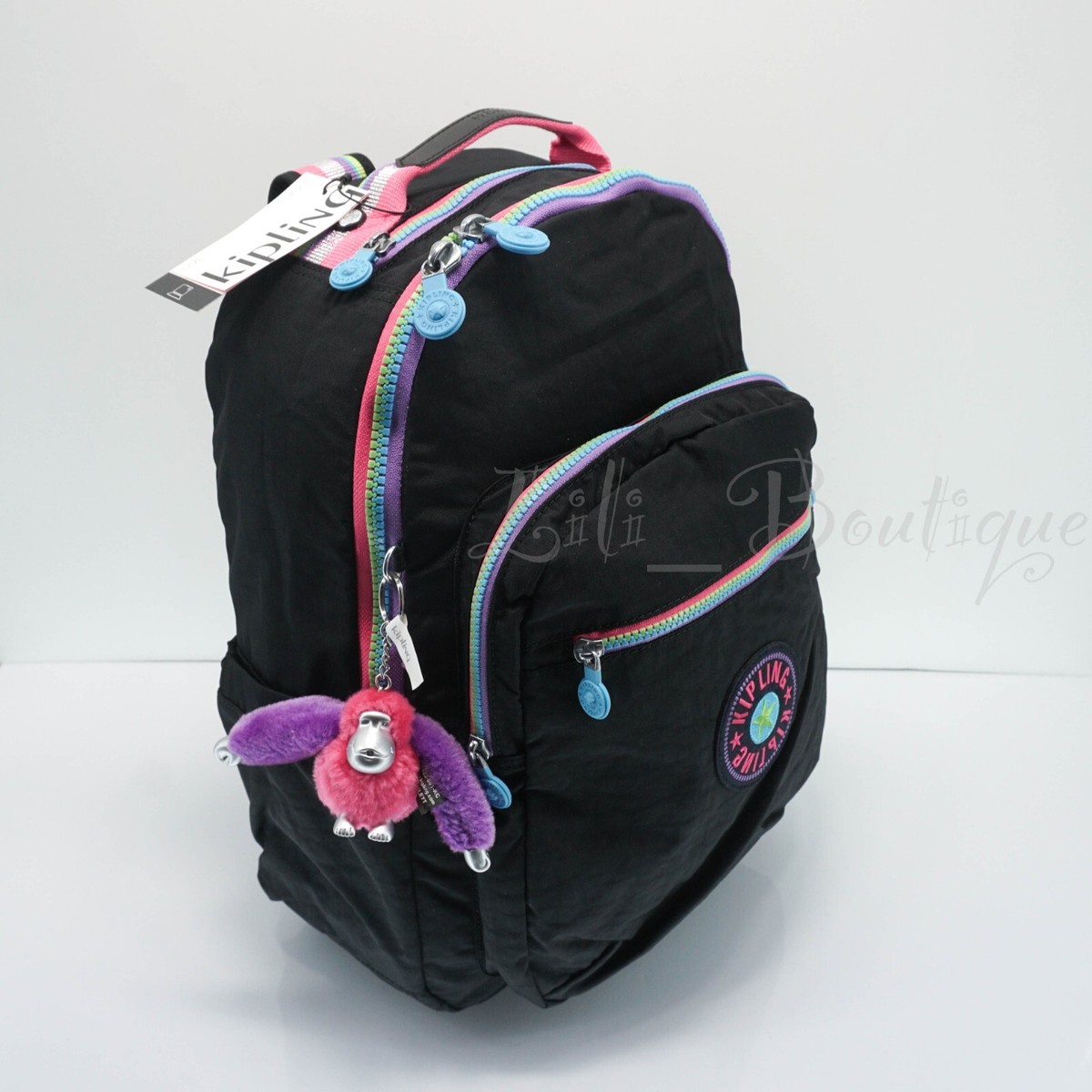 Kipling Seoul Backpack Laptop Travel Bag KI4215 Polyamide Rainbow
