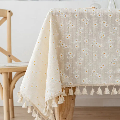 Gänseblümchen Baumwolle Blumenmuster Spitze Tischdecke rechteckig Tischabdeckung für Hochzeit Esszimmer - Bild 6 von 26