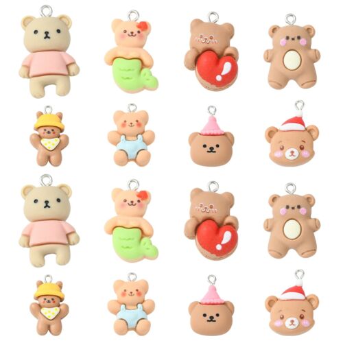 40x Cartoon 3D Bear Charms Pendants for Cell Phone Keychain DIY Jewelry Making - Picture 1 of 6