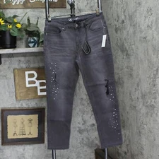 dG2 by Diane Gilman Womens Embellished Distressed Anniversary Jeans Gray 10P