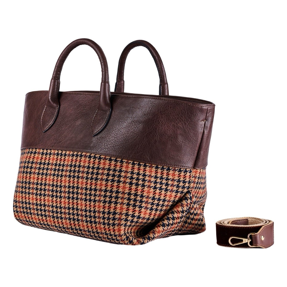 New VIAMAILBAG Marlene Check (G01) Brown Hobo Handbag Brown View 2