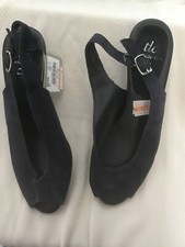 ladies navy suede sling back open toe sandals size 4 , BhS, new, wide, heel