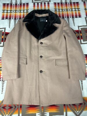 【未使用】J.C.PENNYエプロンフロントダービーmade in USA JC Penny Vintage 70s Wool Faux Fur Collar Over Pea Coat