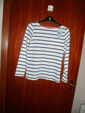 girls John Lewis top white with blue stripes jumper long slvs12 yrs cotton