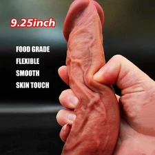 ULTRA REALISTIC Dildo 9" Silicone Cock Sex Toy  Suction Cup Masturbation Women