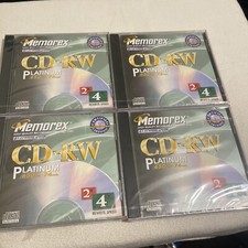 Lot of 4 Genuine Memorex CD-RW Platinum Discs 650MB 75Min 4X Brand New w/Cases