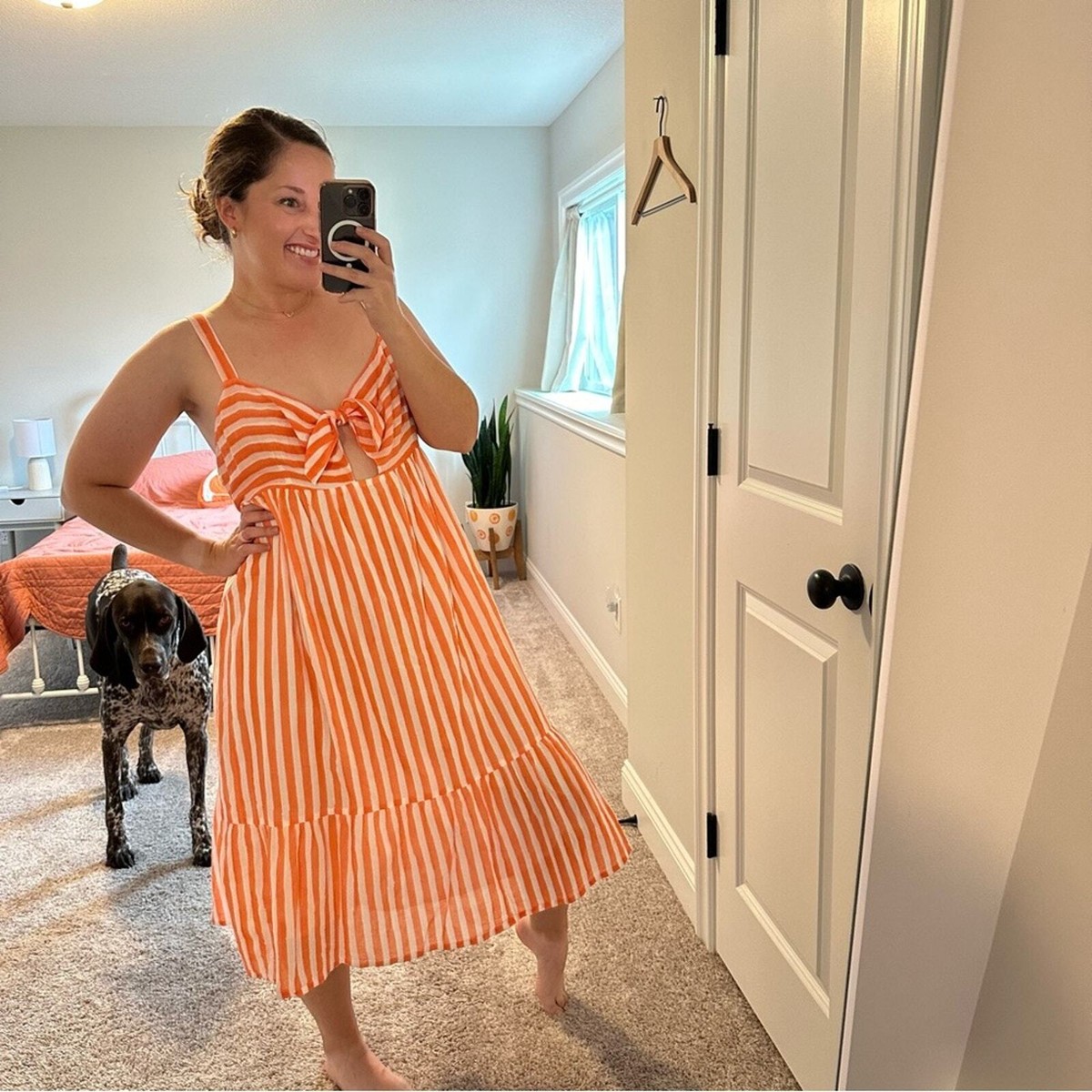 white christmas dresses Orange Cotton Blend Drop Waist Maxi Dress – Mint Velvet