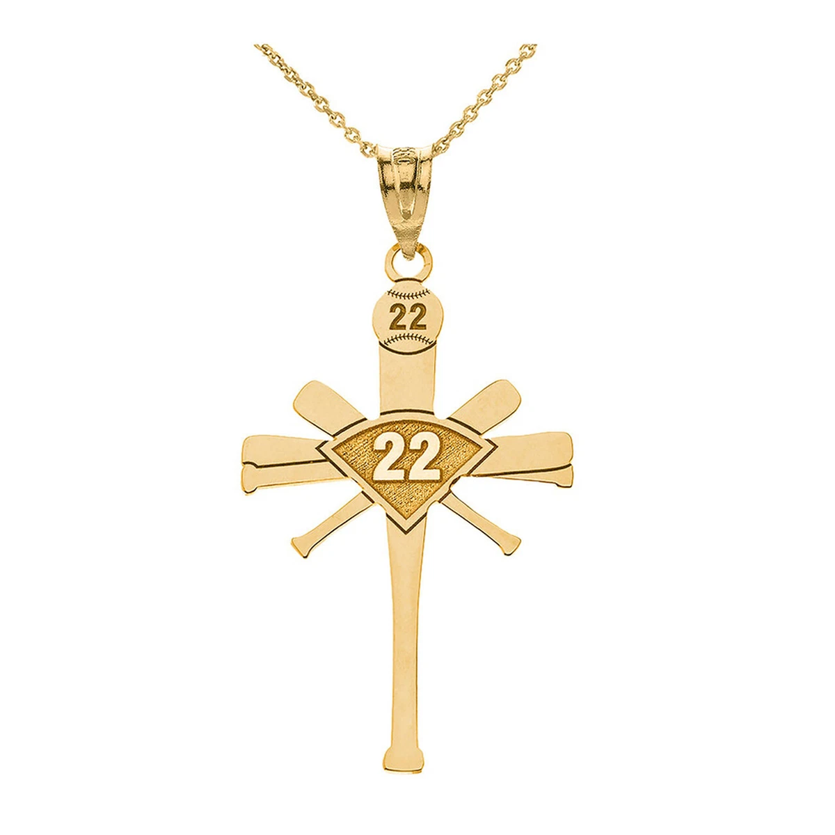 10k gold baseball bat cross necklace deals
