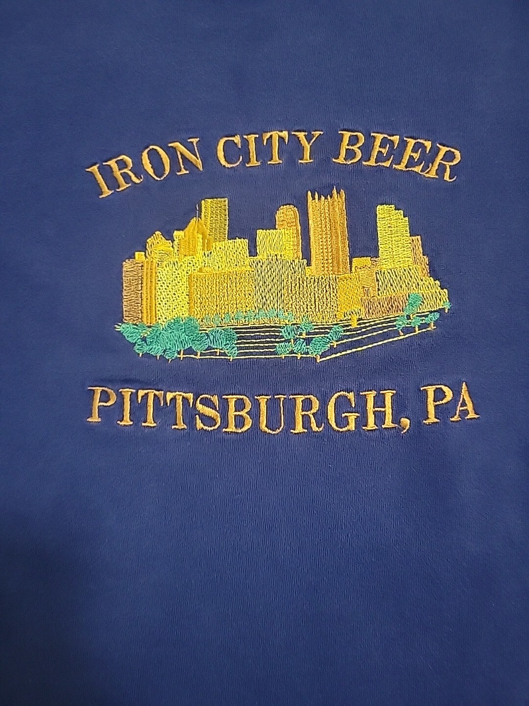 Iron City Beer shirt vintage Sportswear Large Embroidered blue