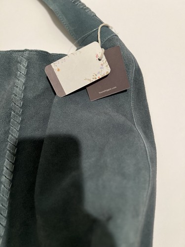 Haute Hippie Leather Festival Suede Hobo Blue Purse Accessory Bag New - Picture 11 of 11