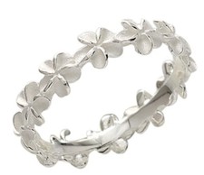 5mm plumeria lei ring silver material