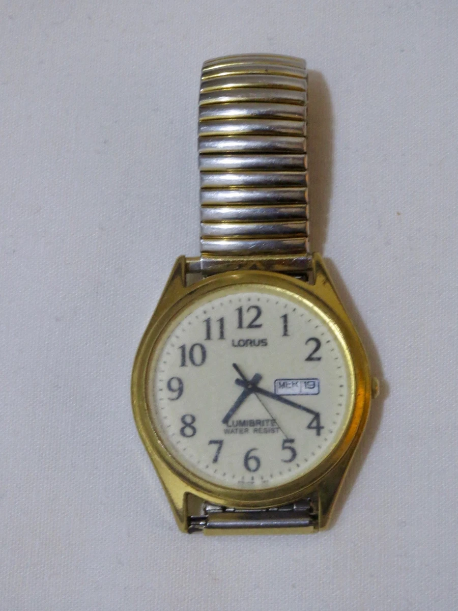 Lorus Lumibrite Gold Plated Bracelet Mens Watch RXN98AX9