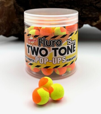 Dynamite Baits Fluro Two Tone Pop Ups Tutti Frutti Pineapple 15mm 70g Boilies DA