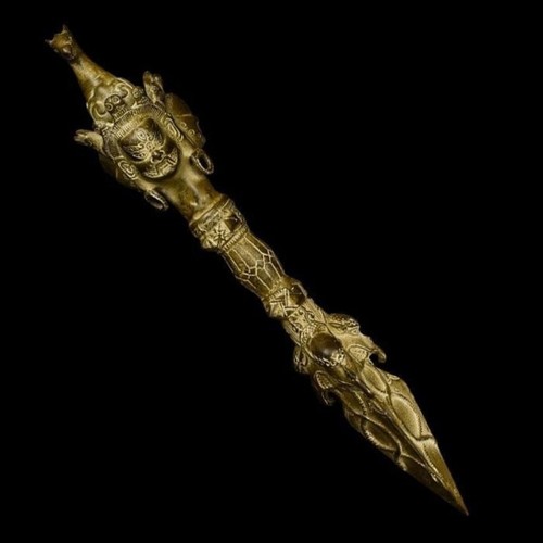China Tibetan Buddhist Vajrakila Ornament Copper Phurpa Dagger Hayagriva Vajra - Picture 4 of 7