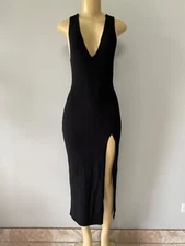 MICHAEL COSTELLO X RESOLVE BLACK OPEN BACK KNIT DRESS SIZE M