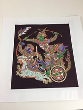 Bild Bali Baumwolle Handarbeit Indonesien Figur Batik Malerei 31 cm x 30 cm