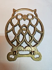 Vintage Foldable Brass Owl Trivet