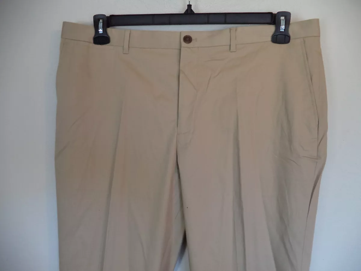 Khaki flat cheap front pants
