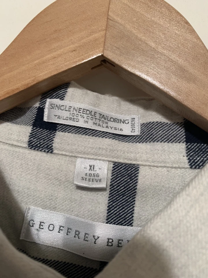 Geoffrey Beene Hombre Camisa Manga Larga A Cuadros Botones XL Calce Regular Algodón Foto 4 de 4