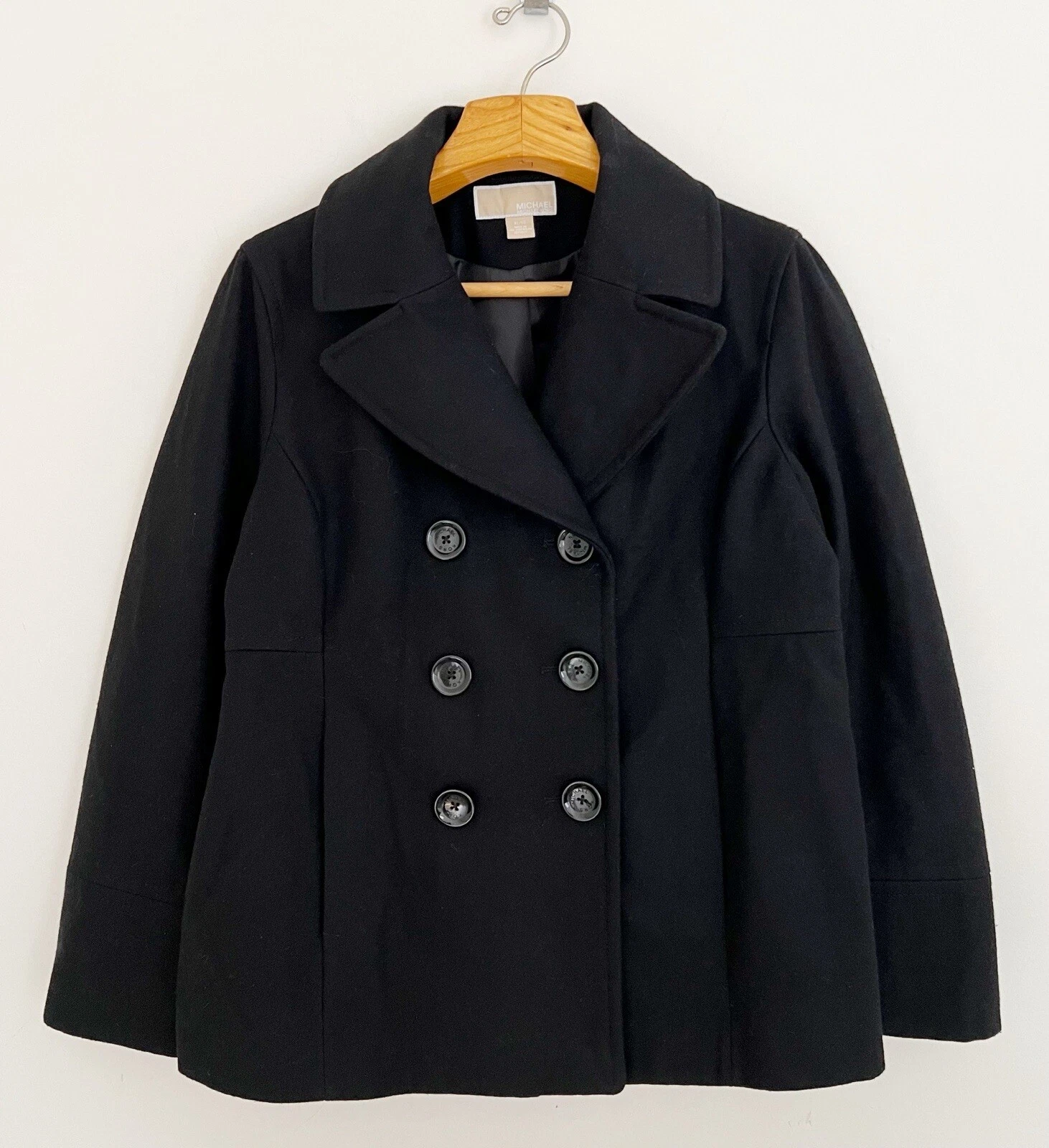 MICHAEL KORS Cappotto Donna Misto Lana Pea XL Doppiopetto Foderato Nero
