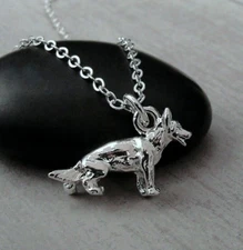 Silver German Shepherd Necklace - German Shepard Dog Charm -German Shepherd Gift