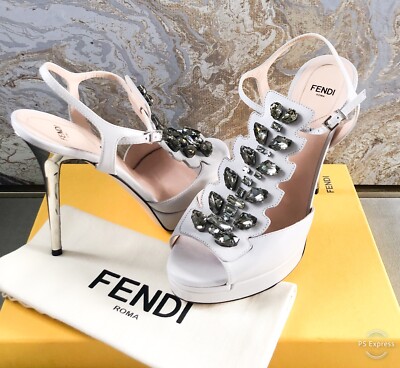 Fendi Embellished Jewel Heather Grey Crocodile Sandals Sz 39 | eBay
