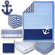 Little Love: Anchor Collection 7 pc Crib Bedding Set Set by NoJo- Chevron