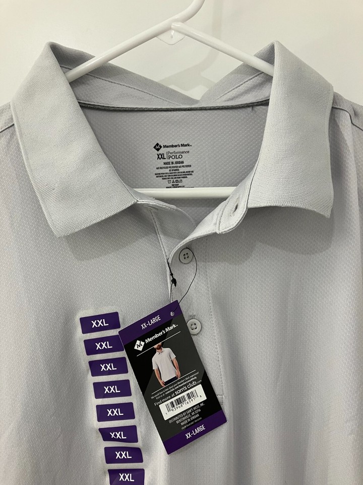 Sam's Club Member's Mark grey gray 8 polyester golf polo shirt 2xl XXL