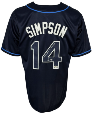 Tampa Bay Rays Chandler Simpson Autographed Pro Style Navy Blue