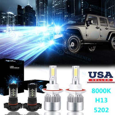 8000K For Jeep Patriot Wrangler 2011-17 LED Headlight Hi ...