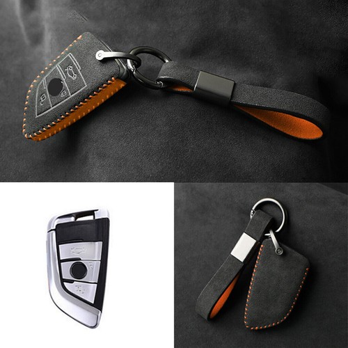 Full Suede Covered Key Fob Remote Protector Holder Cover Case For BMW A - Picture 4 of 8